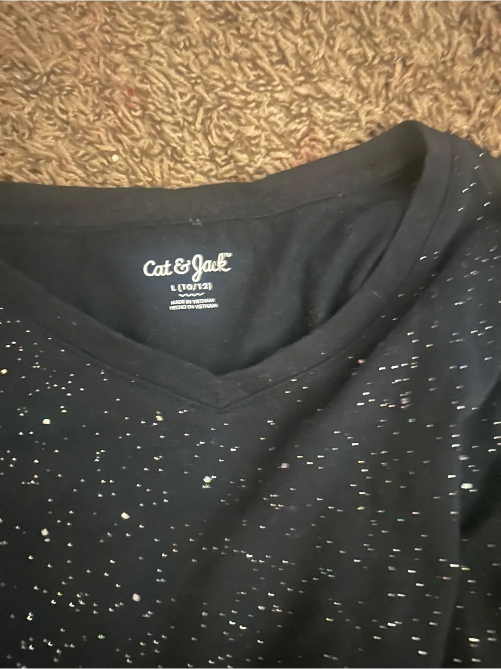 cat & jack Black Glitter Speckled Long Sleeve Tee